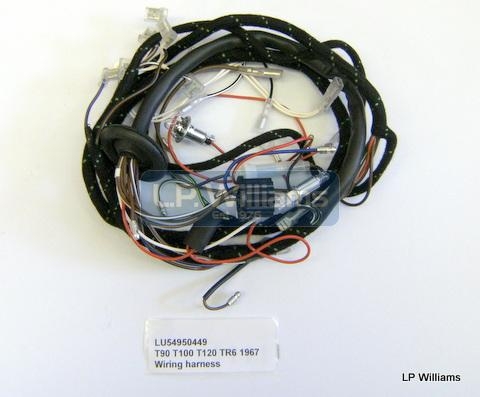 T90 T100 T120 TR6 1967 Braided Wiring harness