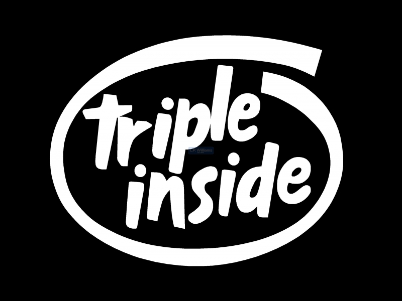 Triple inside decal White (for a black or dark background) 70x75mm