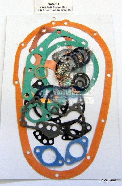 T100 Full gasket set. Unit construction 1962 on