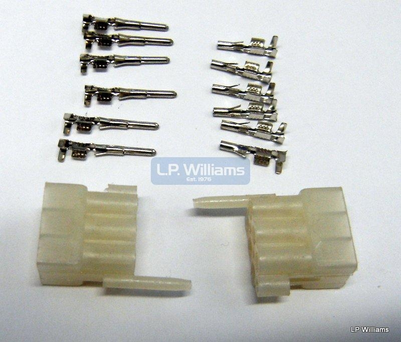 Lucas Rist Type 6 Pin Connector Blocks (male and female)with Terminal Pins to suit. As used originally on 169SA,181SA handlebar switches