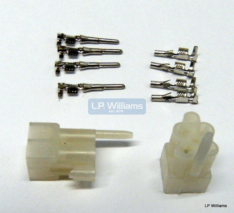 Lucas Rist Type 4 Pin Connector Blocks ( male and female) with Terminal Pins to suit. As used originally on 169SA,181SA handlebar switches