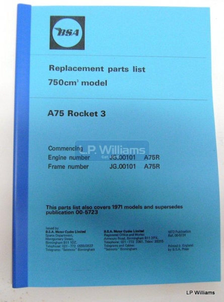 BSA Rocket 3 Mk2 parts book