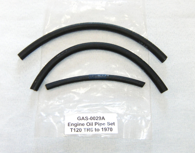 Engine oil pipe set T120 TR6 to 1970 for pre oil in frame models. Includes engine oil feed / return and rocker feed pipe