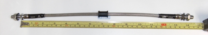 Braided stainless Fork Leg Brake Hose - Harris T140 Measures 13.5" between mounting nuts