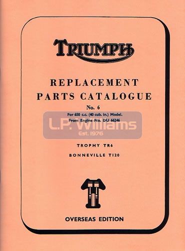 Parts book T120 TR6  No6  1968 All markets