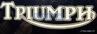 Triumph decal in white 6 ins long