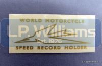 World Speed Record Decal (Water slide)